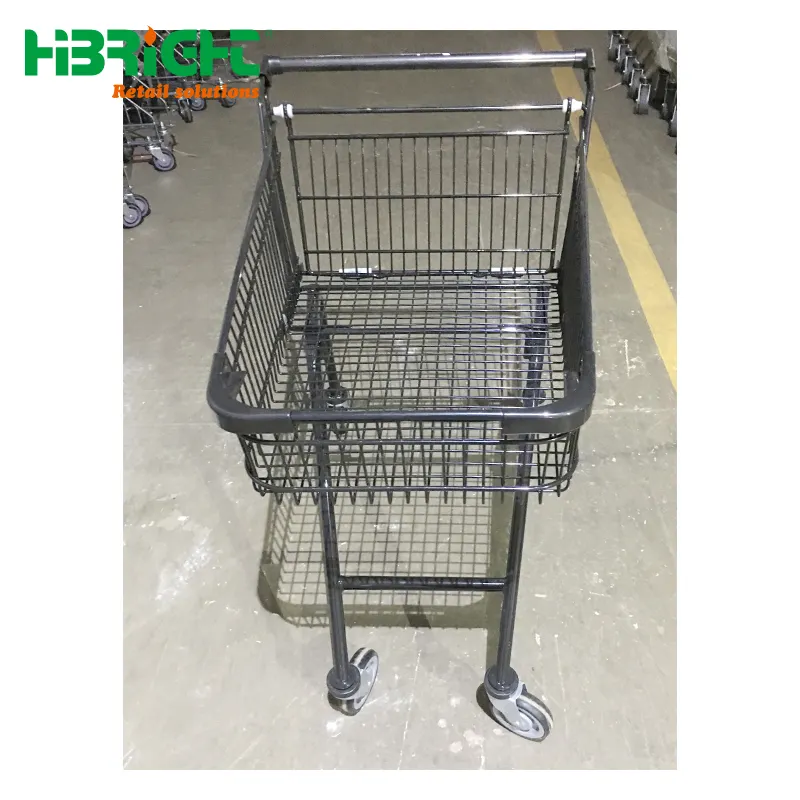 Supermarket Hand Push Shopping Trolley with 4inch PU Wheel