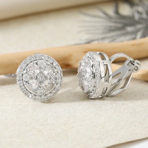 Boucles d'oreilles en acier inoxydable personnalisées, creuses, avec diamants, sans perçage, bijoux de mode légers et luxueux - Product Image 3