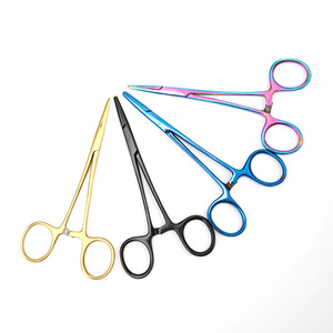 Ciseaux pour enlever les poils d'animaux, tête incurvée en acier inoxydable, outils de toilettage pour chiens et chats, or, bleu, iridescent, noir - Product Image 1