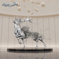 Sculpture de cerf en fil métallique chromé poli, moderne, pour intérieur, en acier inoxydable, statue abstraite de cerf, fabrication sur mesure pour galerie