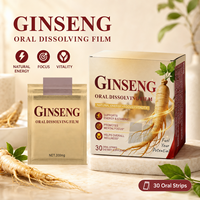 Film oral dissolvable au ginseng de marque privée Panax Ginseng Eleuthero Rhodiola 30 bandes Fabricant et fournisseur de compléments alimentaires OEM ODM