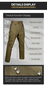 Pantalones Tácticos Casuales para <span class=keywords><strong>Hombre</strong></span> EN STOCK, Cintura Media, Multibolsillos, Pantalones de Entrenamiento, Pantalones Cargo Lisos Teñidos - Product Image 4