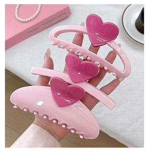 Amour personnalisé en forme de coeur <span class=keywords><strong>grande</strong></span> pince à cheveux pour femmes 13CM Jumbo gros accessoires de cheveux en acrylique saint valentin conception rose doux - Product Image 3