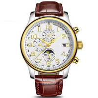 Montre mécanique pour hommes, chronographe et Phase lune, vente en gros directement à l'usine,