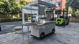 Etodevice Custom <b>Foldable</b> Design Candy Cart Wooden Mobile Food Cart for Restaurant Fast Food Outdoor - Product Image 2
