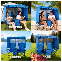Fauteuil lune moderne pour 2 personnes, pliable, en tissu Oxford, pour une utilisation en intérieur/extérieur, pour la pelouse, la plage ou le camping, avec auvent