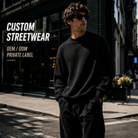 Pull en laine tricoté épais pour homme, coupe ample, col rond uni, style streetwear décontracté, vêtement d'hiver, OEM ODM, vente en gros, logo personnalisé
