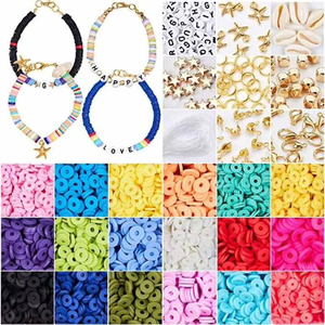 Kit de bricolage créatif, perles en argile polymère rondes de 6 mm, faites à la main, jouet éducatif pour enfants, perles en argile colorées pour la fabrication de bijoux - Product Image 1