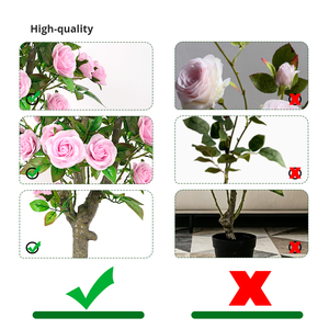Bonsaï de roses artificielles réaliste fait main, pour mariage, intérieur, sol, toucher naturel, populaire, décorations de vitrine - Product Image 3