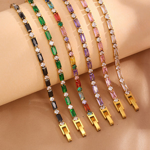 Bracelet en fer à griffes de zircon coloré de style européen et américain, transfrontalier, luxe léger, haut de gamme, romantique, pour femmes et couples - Product Image 1