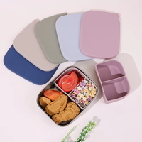 Boîte à lunch et gourde réutilisables LingHui en acier inoxydable sans BPA, ensemble repas scolaire pour enfants, 2 compartiments, anti-fuite