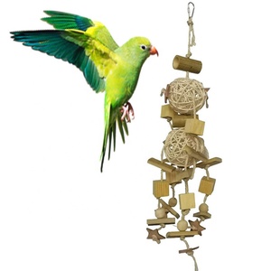 Natural Rattan Ball Bird Cage <strong>Toy</strong> Bamboo Block Wooden Large <strong>Parrot</strong> Macaw African <strong>Grey</strong> Budgie Cock <strong>Parrot</strong> <strong>Toy</strong> - Product Image 1