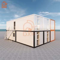 Maison préfabriquée moderne à deux étages DXH Custom, en conteneurs, avec panneaux sandwich en acier, pour chambre, villa, appartement, hôtel, dortoir, usage domestique