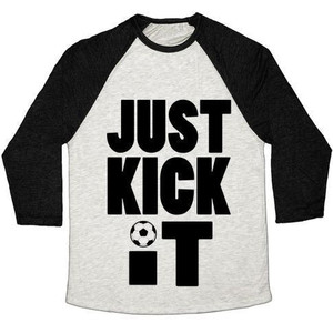 Camiseta de béisbol unisex de mezcla triple Just Kick It - Product Image 1