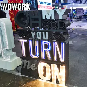 2024 wowork कस्टम बल्ब नीयन रोशनी के साथ लकड़ी 3 डी पत्र साइन विंडो सजावट और कॉफी की दुकान सजावट के लिए लोगो