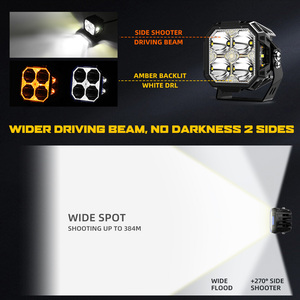 Projecteurs LED pour montants A <span class=keywords><strong>de</strong></span> 3 pouces 270 °   Projecteur latéral 384M <span class=keywords><strong>Spot</strong></span> Beam 25W LED pour Jeep Wrangler Bronco UTV ATV - Product Image 4