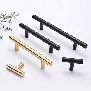 T-Shaped Stainless Steel Furniture Handle Cabinet Door Hardware Minimalist Design Durable <b>Black</b> Finish - Product Image 4