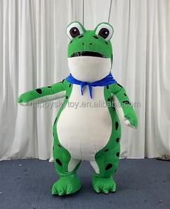 Costume de mascotte grenouille maladroite à vendre, costumes de grenouille verte géante gonflables de 2,2 m, costumes de dessin animé, combinaison gonflable grenouille - Product Image 1