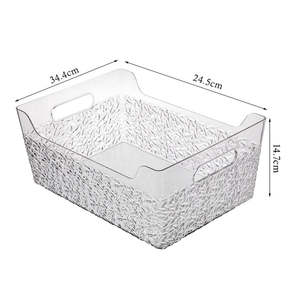 Panier de rangement cosmétique en acrylique à motif glace, organisateur de bureau transparent avec poignée portable - Product Image 6