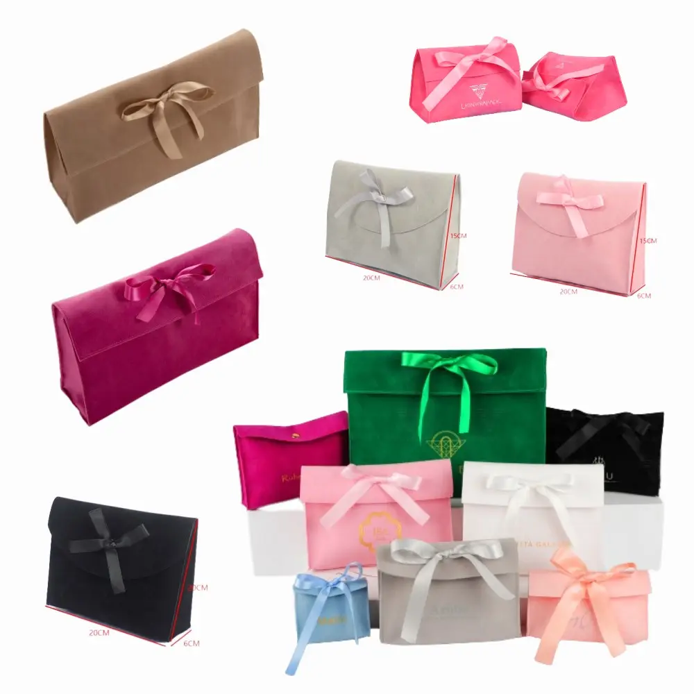 Multi Colors Large Cosmetic Bag Organizer Bag Bow-knot Velvet Perfume Pouches For Women Girls Gift Makeup Pouch