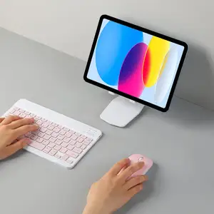 Mini şarj edilebilir teclado y fare bluetooth beyaz klavye ve fare combo kablosuz klavye ve fare combo tabletler için ios