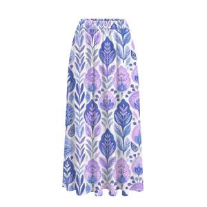 Jupe midi personnalisée en lin respirant et denim, imprimé numérique, effet délavé, design bandage, sequins, volants, poches cargo, toutes tailles - Product Image 5