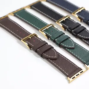 Tendencia moderna, manta cordobesa ovalada perforada, pulsera de repuesto de cuero, correa de reloj de 23mm para Apple Watch Band