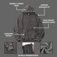 Sweat à capuche délavé avec poche kangourou, en molleton épais 350 GSM en coton, pour clubs de motards, broderie SEEK Supplier