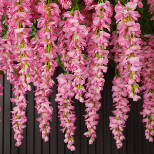 Guirlandes de fleurs artificielles de glycine vertes en soie plastique pour la décoration intérieure et les décorations de plafond de mariage - Product Image 4