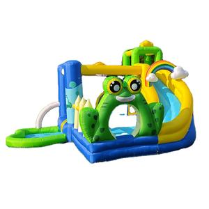 Château gonflable pour enfants Yingkun, <span class=keywords><strong>petit</strong></span> lit à sauter en forme de grenouille, fond en mousse, toboggan arc-en-ciel, filet de protection, <span class=keywords><strong>trampoline</strong></span>, 3 ans - Product Image 1