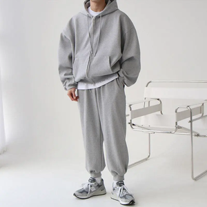 Venta caliente Heavyweight French Terry Double Zip Hoodie Oversized Drop Shoulder Cropped Zip up Hoodie - Product Image 4