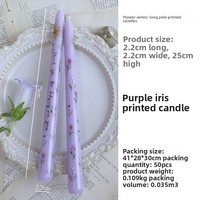 Europäischer Stil 25cm Lange Blumenmuster-Stabkerze Rauchfreie Handgemachte Sojawachs-Kerze für Hochzeit Festival Heim-Atmosphäre Dekoration