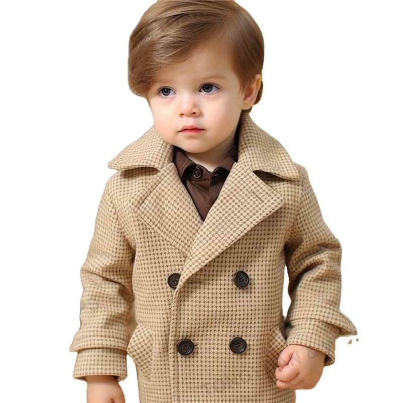 Boys Tweed Overcoat Vqishne Boys Wide Herringbone Tweed Overcoat Double ...