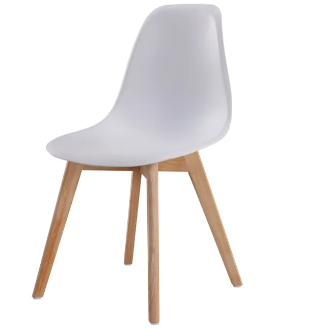 Chaise de salle à manger moderne en plastique chaise coquille chaise de salle à manger en plastique en forme de L avec pieds en bois