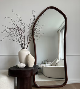 Nuevo <span class=keywords><strong>Espejo</strong></span> de <span class=keywords><strong>Cuerpo</strong></span> Entero Personalizado, de Madera Blanca, Estilo Minimalista de Mediados de Siglo, <span class=keywords><strong>Decorativo</strong></span>, Ondulado, Irregular, Vertical, Grande - Product Image 3
