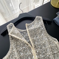 Ropa de Verano para Mujer, Top Corto Sexy con Lentejuelas