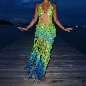 Vestido Mini Modesto <span class=keywords><strong>de</strong></span> Ganchillo Satinado Hecho a Mano LM D83 con Apliques Florales 3D, Cola Dramática con Volantes, Estilo Y2K Dulce y Cintura Natural - Product Image 6