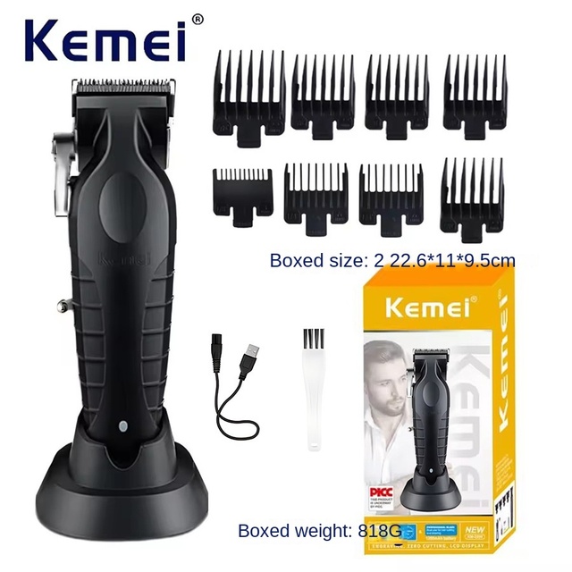 Electric USB Rechargeable Hair Clippers with LED Display Barber's Trimmer Adjustable Stainless Steel Blades for Household Use
