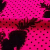 Tissu en velours tissé rose imprimé style indien en polyester personnalisé pour robe femme - Vente en gros