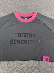 <span class=keywords><strong>Felpa</strong></span> corta da donna grigio scuro con colletto a contrasto rosa Neon stile serenità grafica alla moda <span class=keywords><strong>felpa</strong></span> Casual <span class=keywords><strong>Crop</strong></span> - Product Image 4