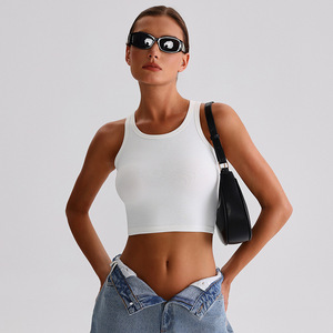Women's Cropped Tank Top With Drawstring Sides - Sleeveless Summer Blouse In White, Grey, Or Black - View #6