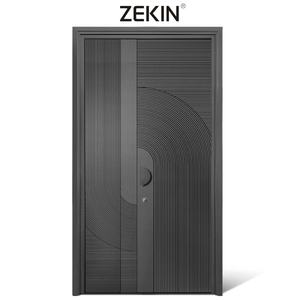 Puerta de Seguridad de Acero ZEKIN DOOR a Precio de Fábrica con Diseño Minimalista, Puerta Exterior Negra Fabricada en China para Turquía - Product Image 5