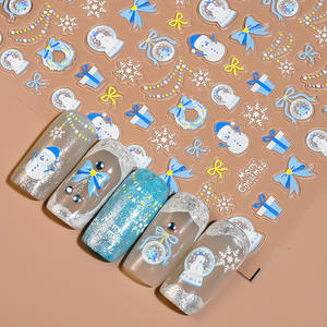 Noël 5D Relief Nail Art Autocollants Bonhomme De Neige Cadeau Arc Flocon De Neige Conception En Relief pour <span class=keywords><strong>Manucure</strong></span> Festive - Product Image 5