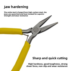 צבת מחודדת מיני 5 אינץ' ללא שיניים וללא להבים, פלדת פחמן גבוהה, ידית צהובה, כלי עשה זאת בעצמך לתכשיטים - Product Image 3