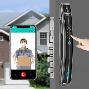 Cerradura de puerta inteligente AI Tech con función de alarma seguridad automática Wifi cerradura de puerta de huella digital