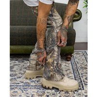 Pantalon cargo en jean évasé décontracté pour homme, 100 % coton, coupe ajustée, imprimé camouflage Real Tree, fabrication sur mesure de haute qualité