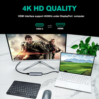 Adaptador USB-C Portátil Multipuerto al por Mayor, Tipo-C a HDMI 4K 30Hz, PD 60W, 5Gbps USB 3.0*4, Estación de Acoplamiento 6 en 1, Hub USB Tipo C