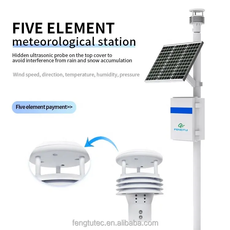 Toptan CQX5 popüler ultrasonik hava istasyonu için meteorolojik izleme rüzgar hızı yönü sıcaklık basınç nem