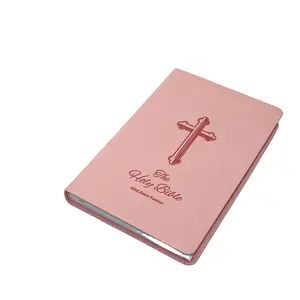 Commercio all'ingrosso su misura di fabbrica di alta qualità moda morbida rosa cuoio PU con goffratura di grandi dimensioni bibbia Journal