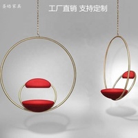 Siège unique or acier inoxydable balançoire suspendu cerceau chaise circulaire mobilier d'extérieur maison salon